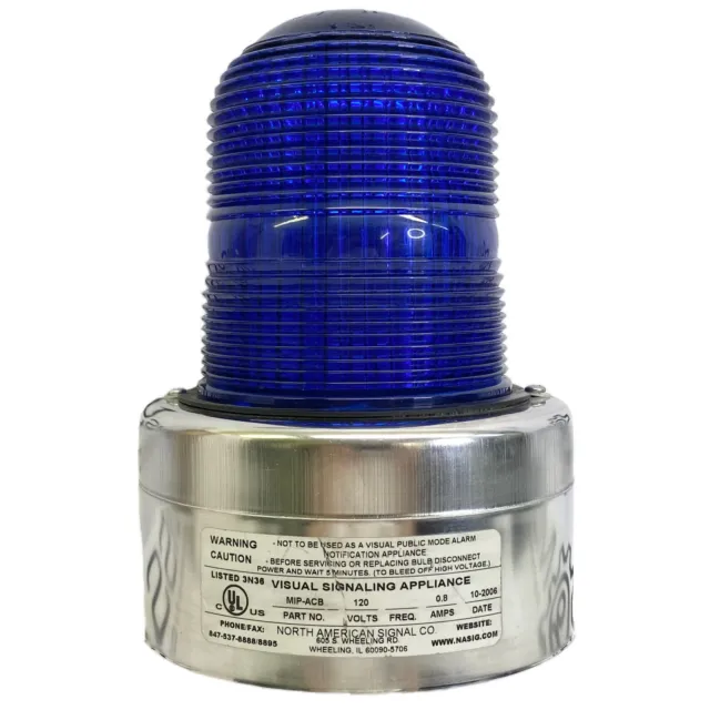 North American MIP-ACB Blue Visual Cabinet Alarm Beacon Light USA Seller