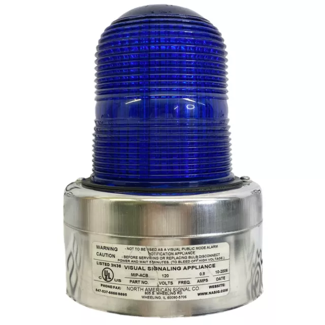 North American MIP-ACB Blue Visual Cabinet Alarm Beacon Light USA Seller