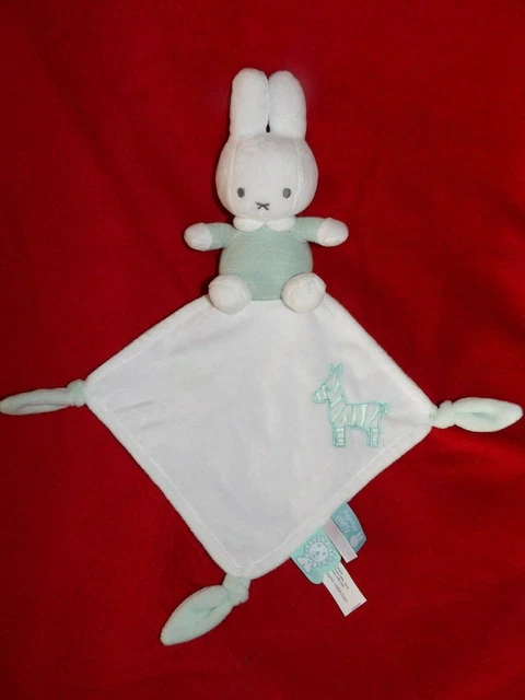 Doudou Peluche Mouchoir Lapin Blanc et Vert NIJNTJE MIFFY