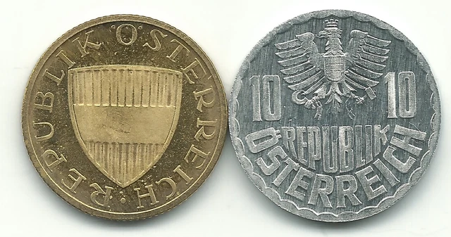 Lot Of 2 High Grade Proof 1965 10 And 50 Groschen Coins-May155 2