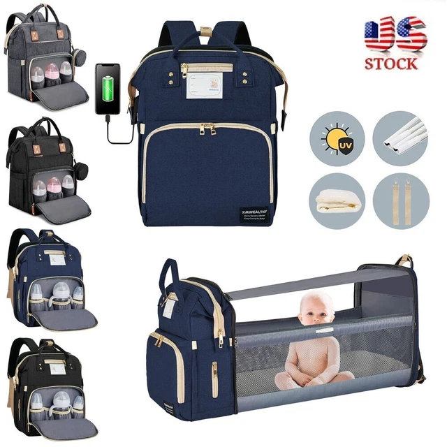 3 in 1 Foldbale Diaper Bag Baby Bed Portable Bassinet Crib Backpack Travel Sleep