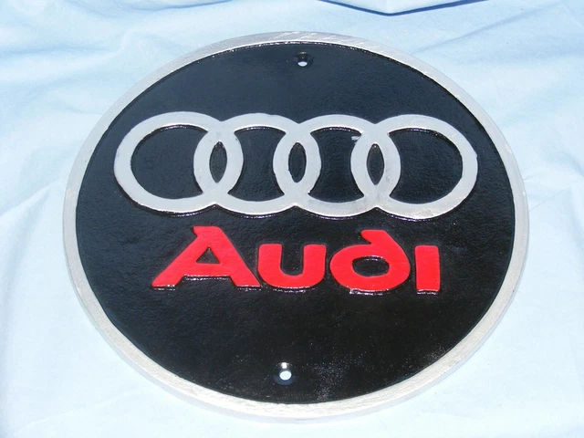 Audi Sign Cast Iron Garage Man Cave Wall Logo Sign Heavy Car Sign Round