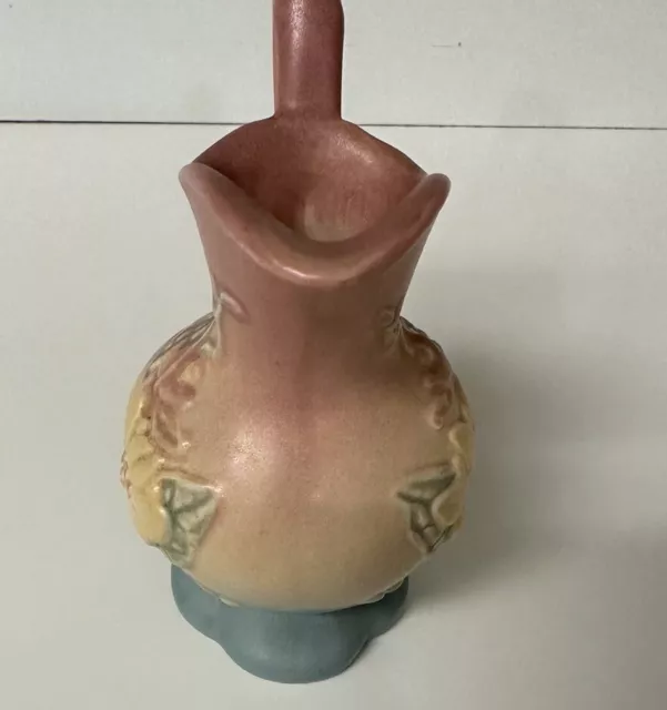 Vintage Hull Art Pottery Magnolia Ewer Vase Pitcher 5” Pink Blue Matte Glaze 3