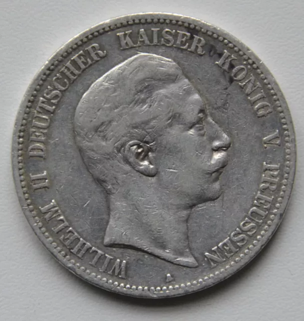 Wilhelm II Deutscher Kaiser König v.Preussen, 5 Mark, 1900 A, Silbermünze