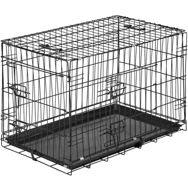 Folding Dog Cage Metal Puppy Pet Crate Carrier Home Training Kennel