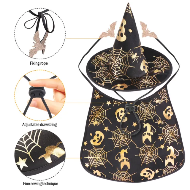 POPETPOP Costume di Halloween per animali domestici Mantello e cappello mago 2