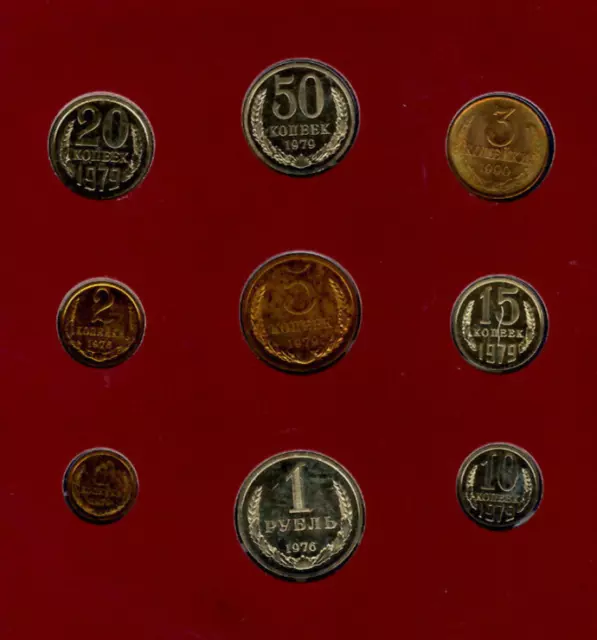 Coin Sets of All Nations USSR Russia 1976-1990 UNC 1 Ruble 1976 3 Kopecks 1990 4