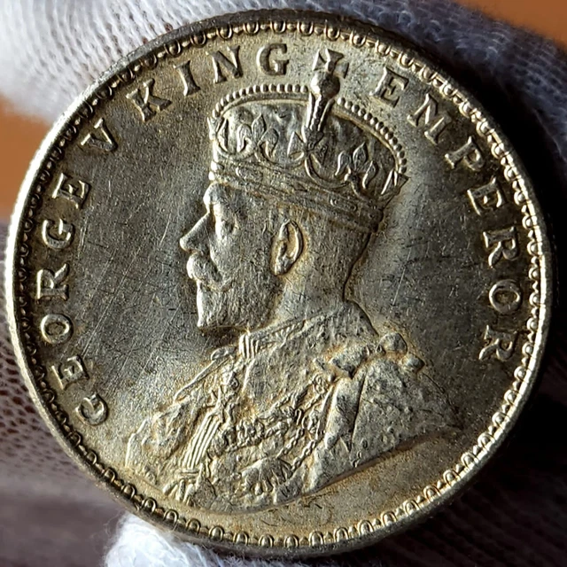 British India George V Silver 1 Rupee 1918 Cal mint Top Grade Lustrous| SAM 9