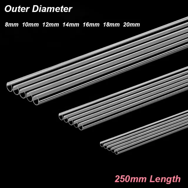 Clear Tube Round Pipe Outer Dia 8mm to 20mm Hollow Rod Bar 250mm Length