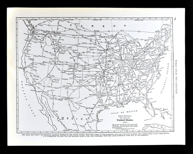 1938 Rand Mcnally Map United States - 1938 Rand McNally Map United States Railroad Distances.webp