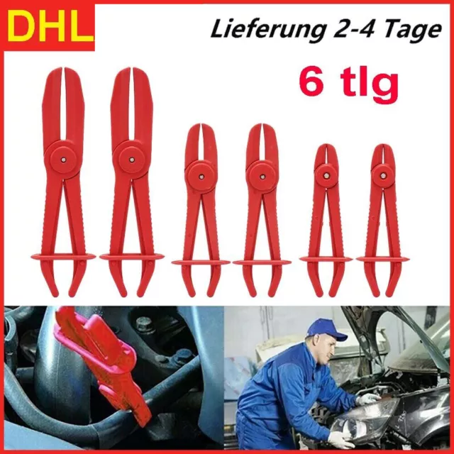 6 tlg Schlauchklemmen Zangen Abklemmzange Schlauch Abklemmen Klemmzange Rot