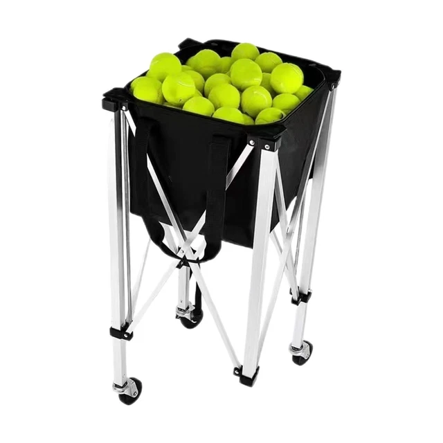 Chariot à Balles De Tennis Pliable Avec Roulettes - Capacité 150-170 Balles, Aluminium Et Tissu Oxford, Transport Facile - 4