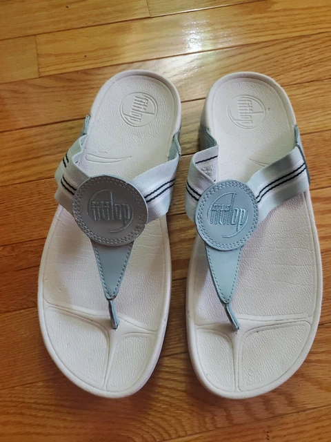 Women's FitFlop Lulu Baby Blue Wedge Thong Sandal Sz 8