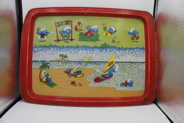 SMURF BEACH SCENE SERVING DRINKS TRAY BY WILLOW AUSTRALIA c1960s