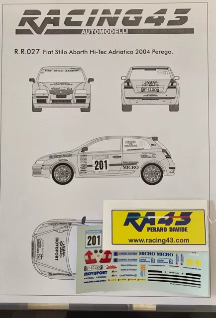 2004 Fiat Stilo Abarth Rally Adriatic Perego Only Decals 1/43