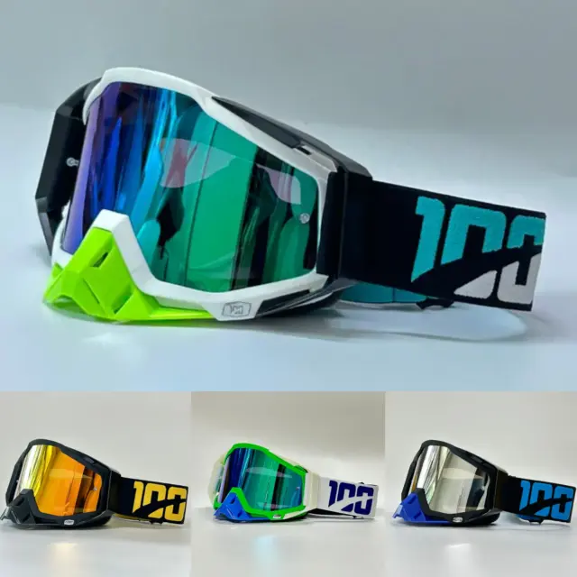 Mascherina Occhiali Da Cross Enduro Dh Mtb Lente Specchiata Oro Argento Blu Moto