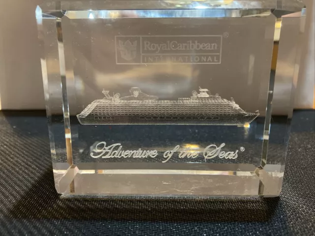 ROYAL CARIBBEAN adventure of the seas Ship 3D Etched Crystal Block, No Box