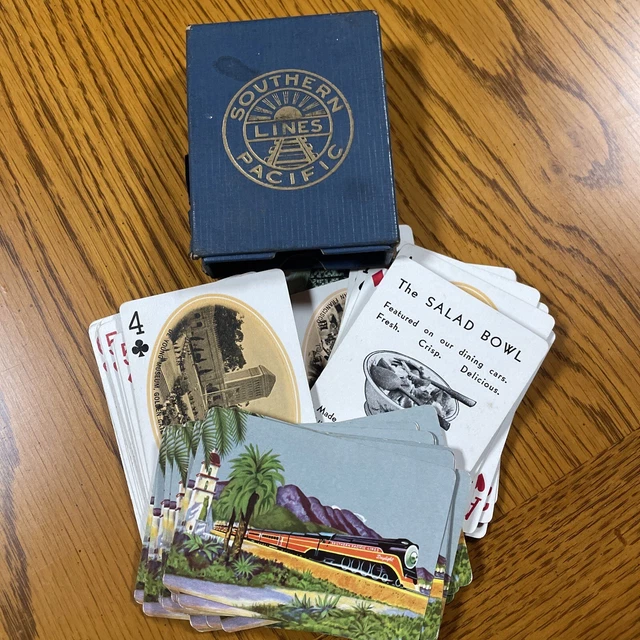 Antique Southern Pacific Railroad Lines Playing Cards In Box