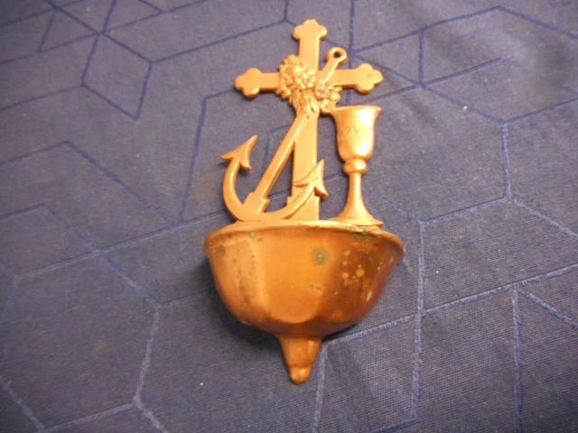 Schöner kleiner Weihwasserkessel - Weihwasserbehälter - aus Messing od. Bronze