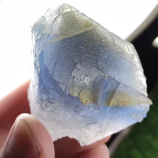 Natural Blue Single Cube Of Phantom Fluorite Crystal From Baluchistan Pakistan