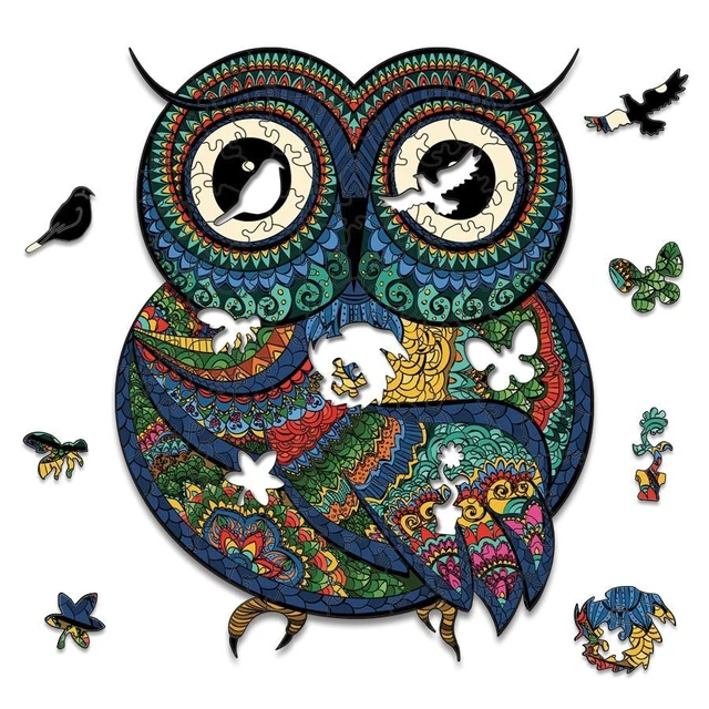 Orange Owl Flower Board Game Adults Kids DIY Crafts Toys Wooden Jigsaw Puzzles