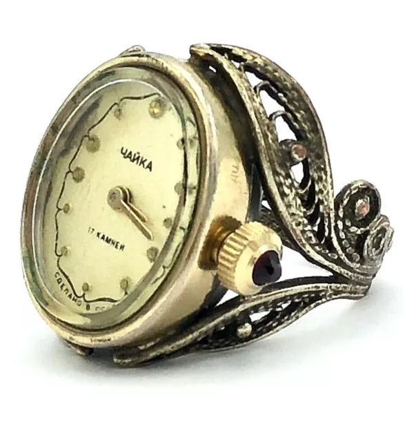 Bague de montre vintage Chaika , montre bague, montre soviétique