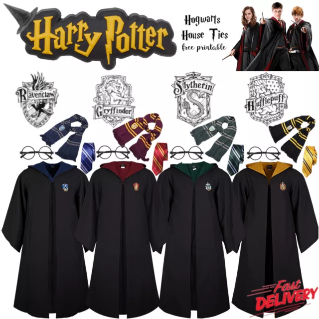 Harry Potter Zauberstab Kostüm Robe Kinder Umhang Krawatte Gryffindor Slytherin