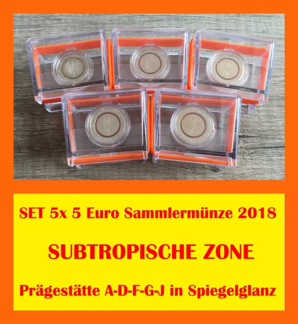 🍄☘️ 5-Euro-Sammlermünze 🌐 SUBTROPISCHE ZONE 2018 🌐 Prägestätte A-D-F-G-J ☘️🍄