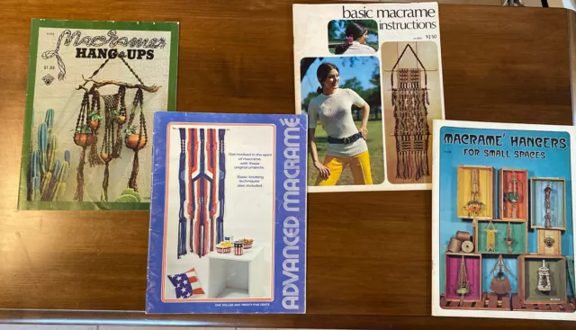 Lote de 4 libros de patrones de macramé de colección de la década de 1970