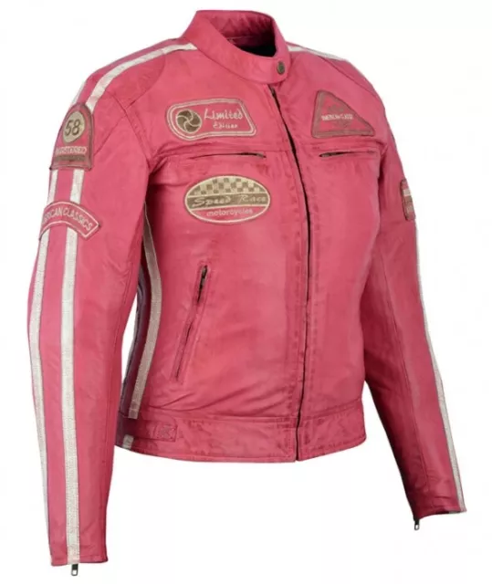 Chaqueta Para Mujer, Chaqueta Motorista, Chaqueta Custom, Rosa, Vintage, Rocker