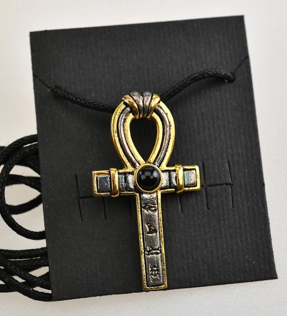Anhänger Medaillon Ankh et Nox Hieroglyphen gold & silber NEU Wicca Magie LARP