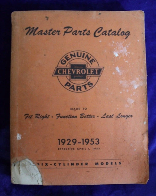 19291953 CHEVROLET MASTER Parts Catalog 6 Cylinder Genuine Parts 35.