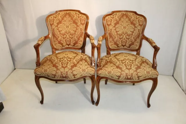 Beautiful Pair of French Louis XV Fruit Wood Fauteuils Chairs, New Upholstery