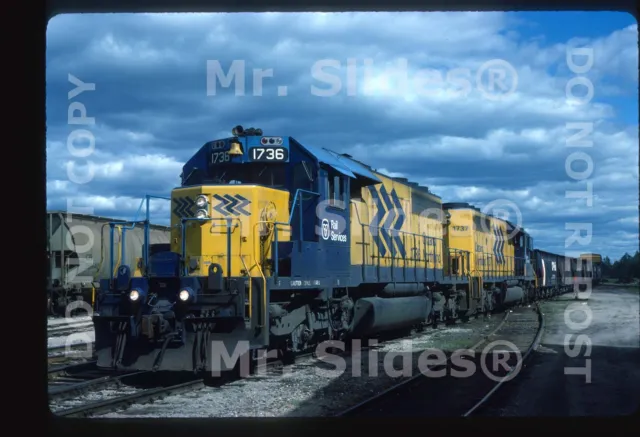 Original Slide ONR Ontario Northland SD40-2 1736 & 1737 W/Train North Bay ON