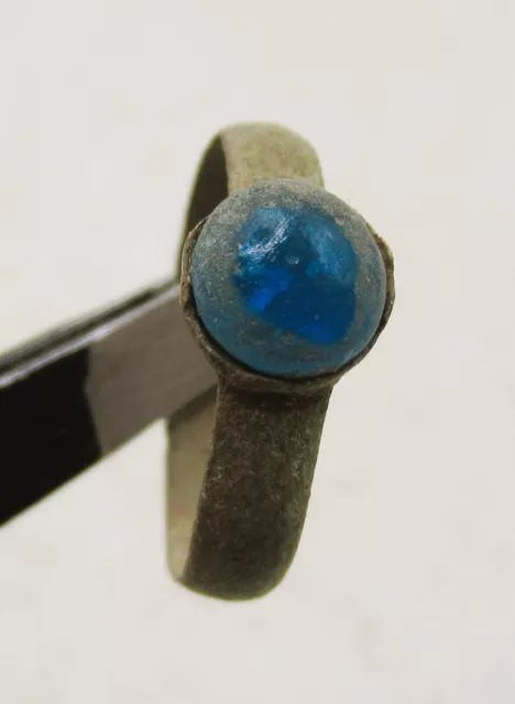 A2 An Ancient Bronze Ring With A Gemstone Insert From The Medieval Era