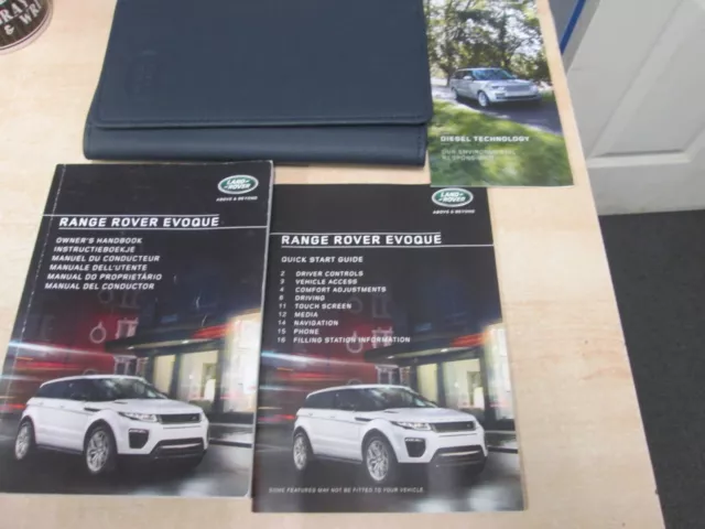 Range Rover Evoque Owners Manual + handbook Wallet covers navigation print 2015