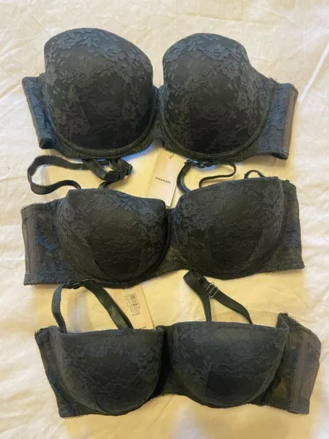 GEORGE ASDA WHITE and black bra set thong size 34B 10 £7.50 - PicClick UK