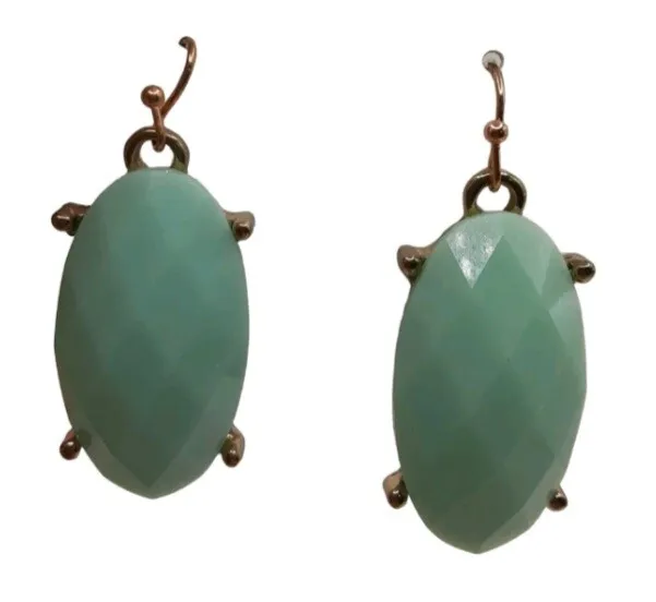 NOS Charming Charlie  Mint Green Acrylic Dangle earrings Goldtone