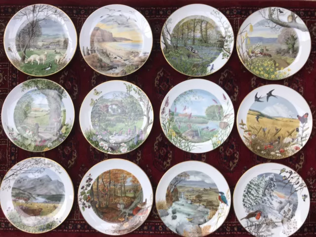 The Countryside Set of 12 Ltd Royal Worcester Porcelain Plates Peter BARRETT