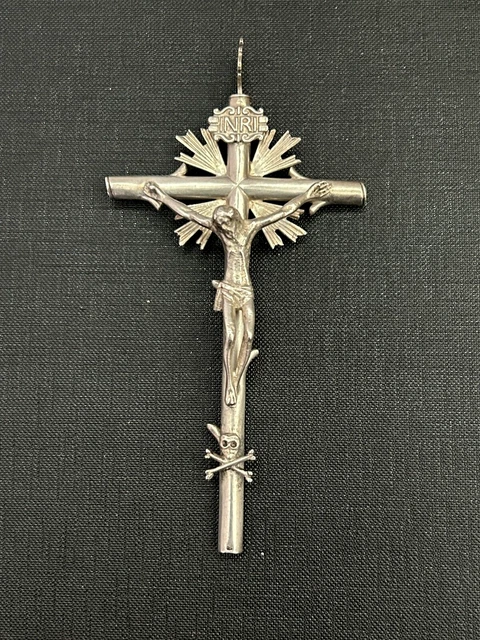Pendentif Croix En Argent Massif 950 - Vintage Du 19ème Siècle, Occasion
