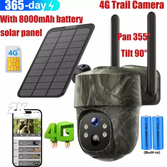 4G LTE Überwachungskamera PIR Wildkamera  PTZ Kamera mit SIM Karte & Solarpanel