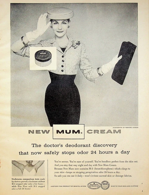 1956 MUM Cream Deodorant Vintage Print Ad Photographer Richard Avedon