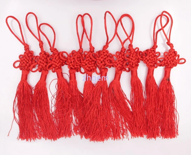 10 PCS Chinese Knot Red Auspicious  China Knot Tassel Pendant 7" Lucky Feng Shui