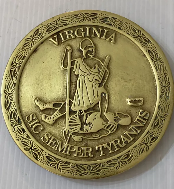Vintage Virginia Metalcrafters Great Seal Of Commonwealth Virginia State Trivet