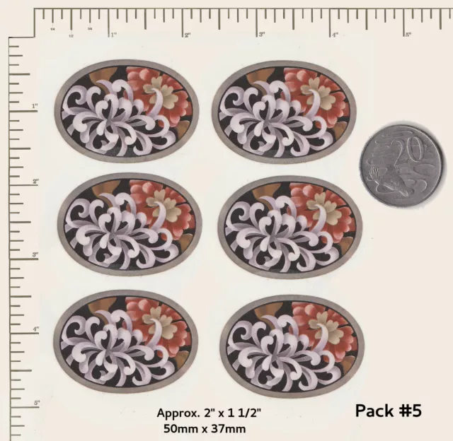 Ceramic decals CIRCULAR Floral Coasters Rust /white VARIATIONS Waterslide  PD838