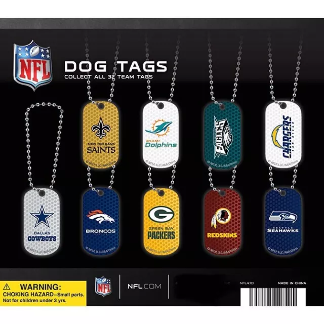 Nfl Dog Tag Keychain Pvc Football 32 Teams Key Cowboys Packers Pats Super Bowl