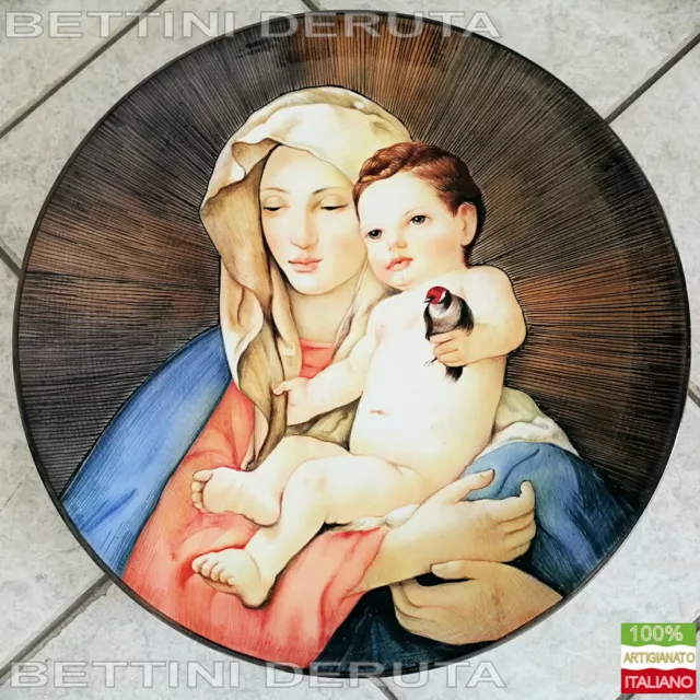 Piatto ceramica Madonna del Cardellino Dipinto a Mano NO Stampa Quadro