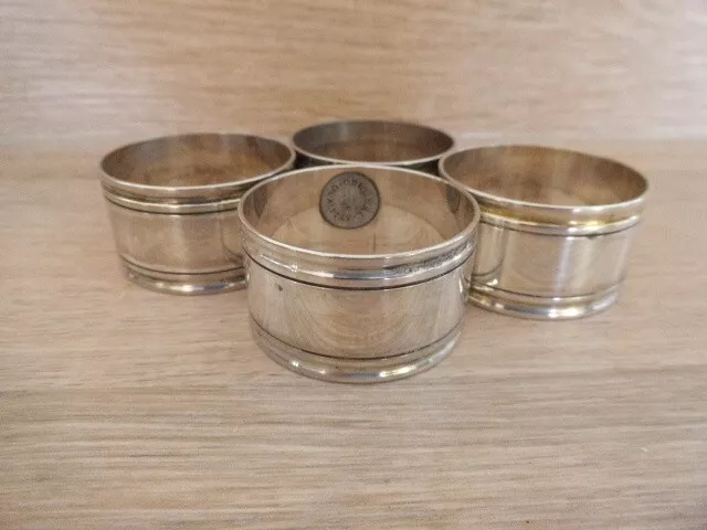 Set Of 4 Silver Plated Napkin Rings By SBS Lovely simple form with grooved edges