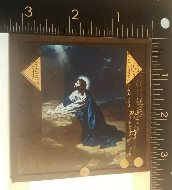 Antique Magic Lantern Slide - The Garden of Gethsemane - The Passion