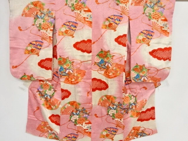 37905# Japanese Kimono / Antique Kimono For Girls / Shibori / Spool With Flower